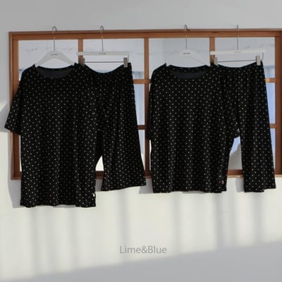 LIME&BLUE29｜(80-118cm MOM-DAD)  明星波點親子套裝5