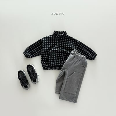 Bonito30｜(75cm-125cm) 格紋半開襟拉鍊口袋上衣3