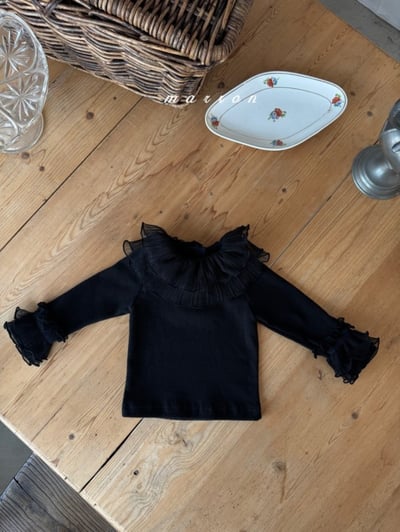 Marron 03｜(1y-6y) 花瓣荷葉薄紗上衣11