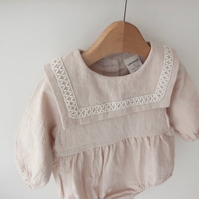 LEMONADE21｜(55cm-85cm) 2色滾邊翻領包屁衣含帽子9