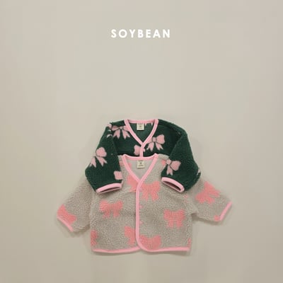 Soybean32｜(75cm-118cm) 抓絨蝴蝶結印花開襟外套5