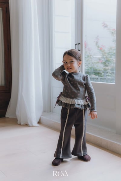 ROA23｜(80cm-120cm) 2色蕾絲線條喇叭褲3