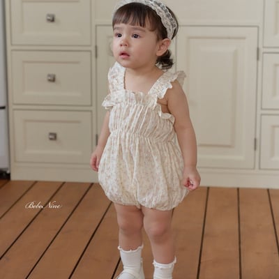 bebe nine39  (6m-24m) 2色荷葉吊帶包屁衣15