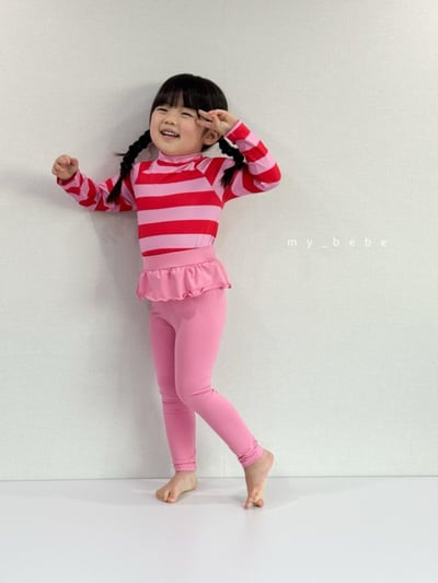 my_bebe06｜(75-105cm) 長袖防曬條紋泳衣6