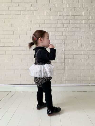 JE613｜(73cm-100cm) 小花薄紗吊帶包屁裙/花邊領上衣5