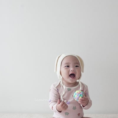 LEMONADE23｜(55cm-85cm) 2色彩繪小兔包屁衣含帽子19