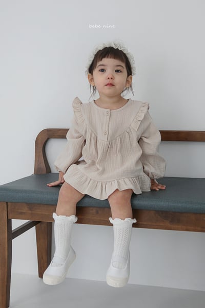 bebe nine12 (65-90) 2色荷葉棉麻包屁套裝7