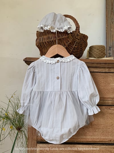 JE557｜(66-90cm) 蕾絲袖章包屁衣含帽子25