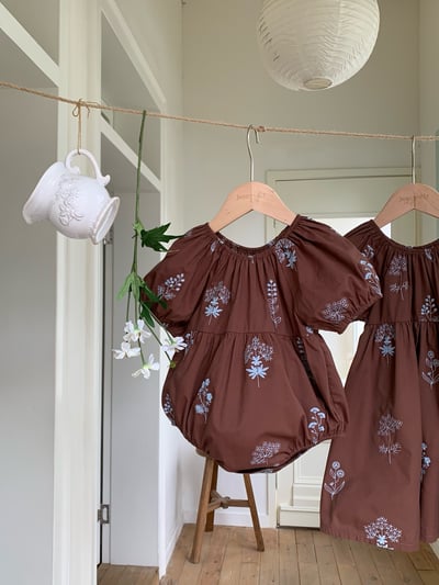 JE10｜(66-120cm-mom) 刺繡小花泡泡袖包屁衣/洋裝15