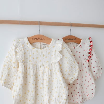 LEMONADE05｜(55cm-85cm) 2色滿版櫻桃/碎花包屁衣含帽子5