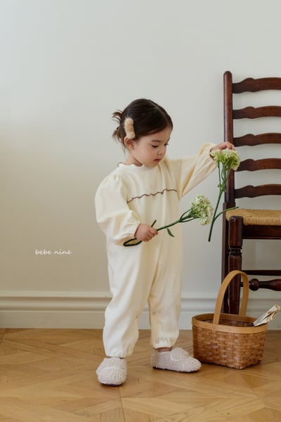 bebe nine54 (55cm-85cm) 2色捲邊領蕾絲標連身衣3