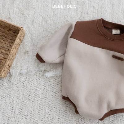 Bebe holic48｜(3m-18m) 拼接色內刷毛包屁衣6