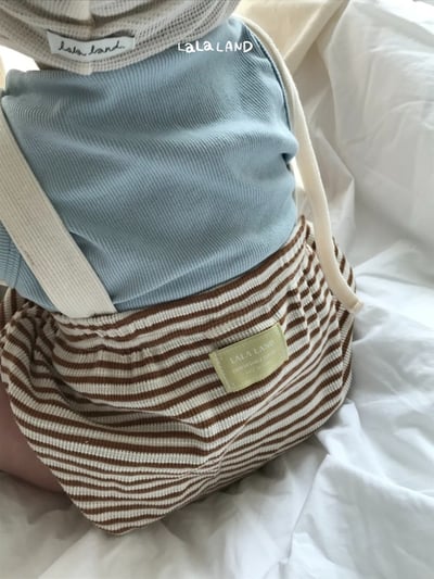 lala land03｜(3m-18m) 2色可拆式吊帶條紋燈籠褲2