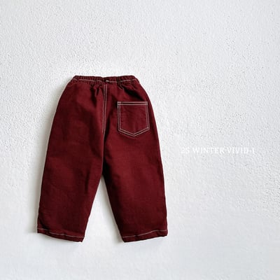 vivid33｜(78cm-125cm) 縫線滾邊口袋直筒褲5