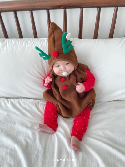 JEAYA02｜(3m-12m) 4色聖誕系列包屁衣含帽子6