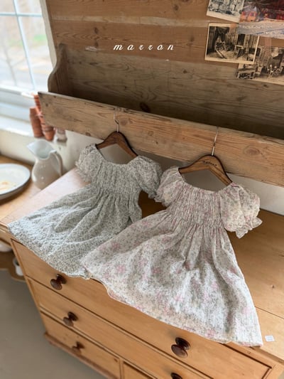 Marron09｜(3m-18m 1y-6y) 復古小碎花套裝3