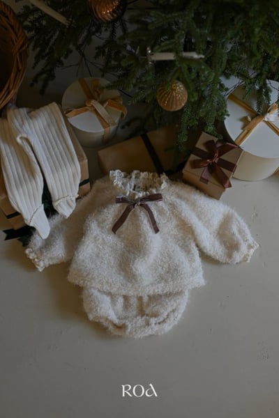 ROA43｜(6m-18m) 2色羽絨蕾絲蝴蝶結套裝5