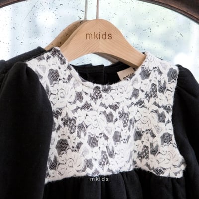 M-KIDS28｜(65-115cm) 2色蕾絲印花洋裝4
