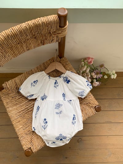 JE10｜(66-120cm-mom) 刺繡小花泡泡袖包屁衣/洋裝8