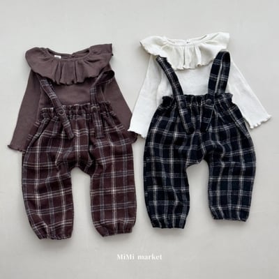 mimi market12 (65-85cm)  格紋吊帶長褲2