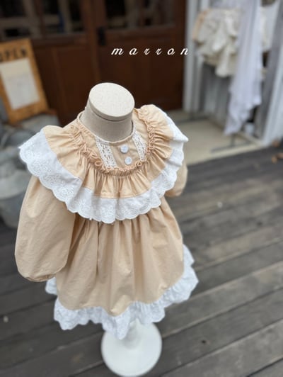 Marron27｜(1y-6y) 荷葉蕾絲花領洋裝6