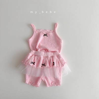 my_bebe20｜(80-120cm) 抓皺無袖緞帶套裝9