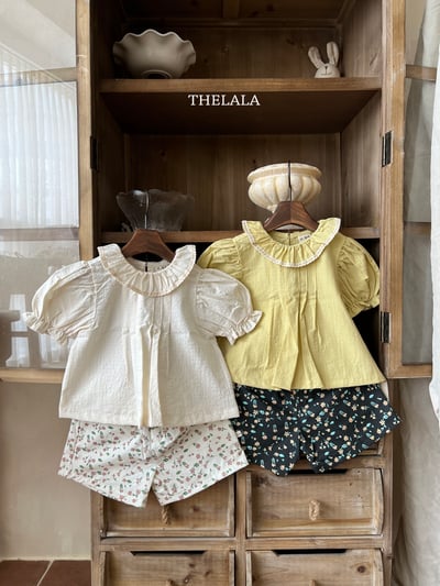 thelala49｜ (70-115) 滾邊荷葉領公主袖上衣9