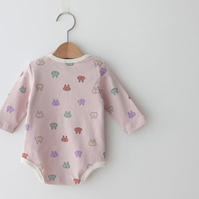 LEMONADE23｜(55cm-85cm) 2色彩繪小兔包屁衣含帽子24