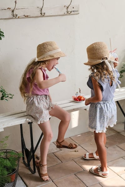 FLO32｜(75-140) 田園碎花荷葉滾邊短褲16