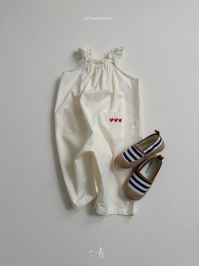 Atomeme03｜(70-110) 荷葉肩愛心口袋連身褲7
