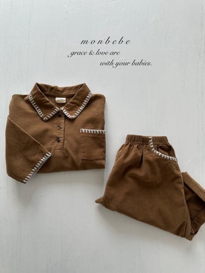 MONBEBE01｜(1y-8y) 冬季縫線滾邊襯衫3