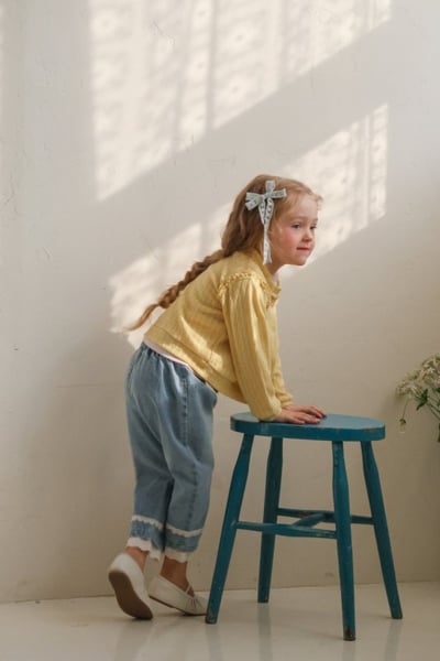 FLO34｜(75-140) 3色滾邊小蕾絲開襟外套13