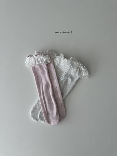 Bloom.b10｜(0m-18m) 愛心蕾絲花邊無根襪10