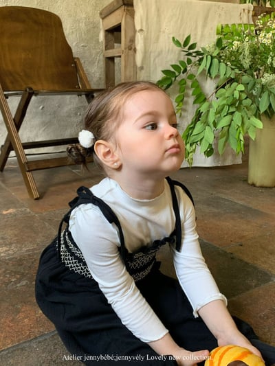 JE581｜(73-100cm) 抓皺綁帶連身褲/素面捲邊上衣11