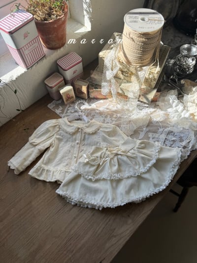 Marron62｜(1y-6y) 蕾絲公主袖襯衫4