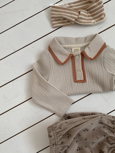 Bebe holic35｜(3m-18m) 蕾絲滾邊有領上衣17