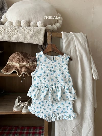 thelala33｜ (70-115) 抓皺碎花荷葉套裝13