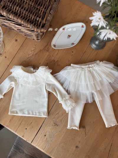 Marron 03｜(1y-6y) 花瓣荷葉薄紗上衣7