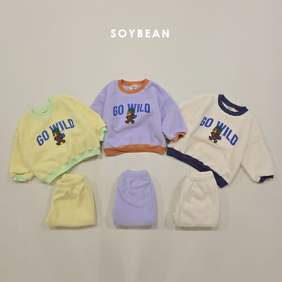 Soybean14｜(75cm-118cm) 小熊露營印花撞色休閒套裝5