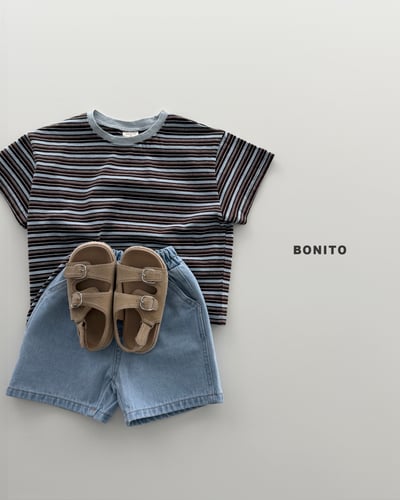 Bonito14｜(75cm-125cm) 2色條紋線條撞色上衣4