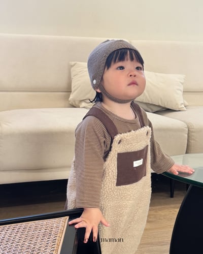 Cieldemaman06｜(6M~24M)  撞色絨毛吊帶褲5