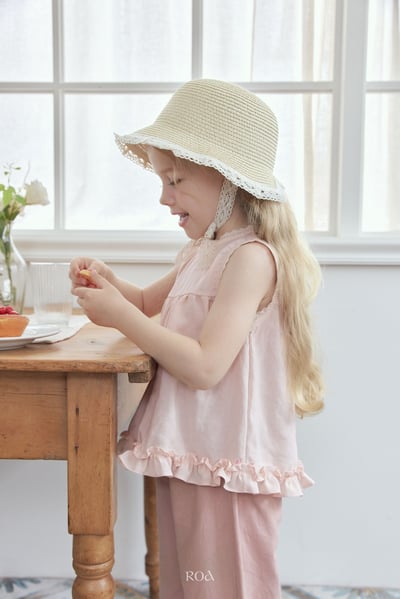 ROA18｜(6m-18m) 2色蕾絲滾邊荷葉擺背心2