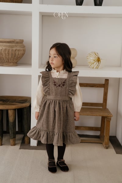 OREN25｜(85-120cm) 復古荷葉邊吊帶洋裝2
