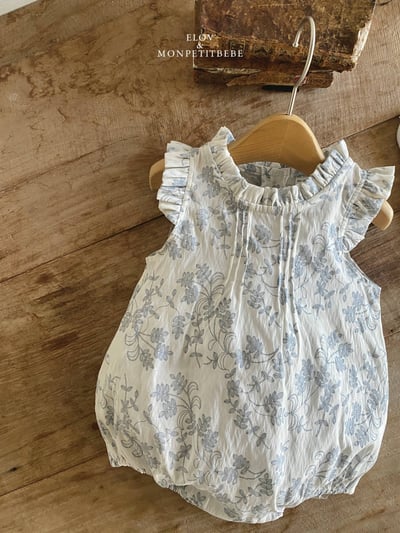 Mon petit02｜(66-90cm) 摺線墨花包屁衣7