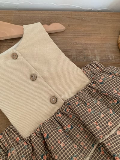 JE621｜(73cm-100cm) 背心碎花包屁裙/荷葉上衣10