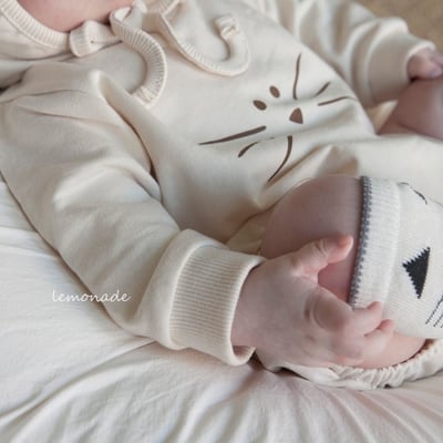 LEMONADE45｜(55cm-85cm) 2色小貓包屁衣含帽子7