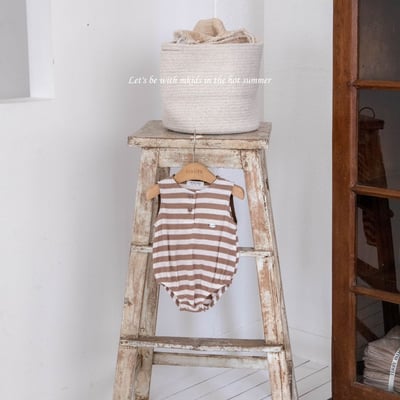 M-KIDS41｜(65-80cm) 條紋元標包屁衣8