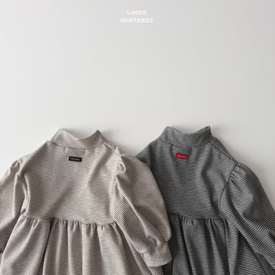 Lindo69｜(80cm-125cm) 高領條紋洋裝2