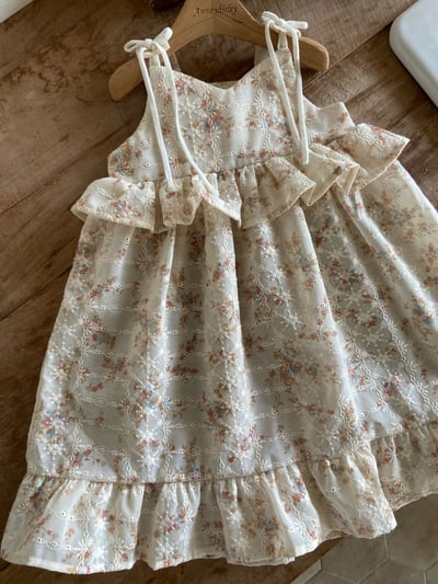 Anne Shirley35｜(1y-5y) 2色碎花壓紋綁帶洋裝10