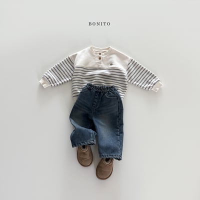 Bonito53｜(75cm-125cm) 金屬標條紋半開襟上衣6